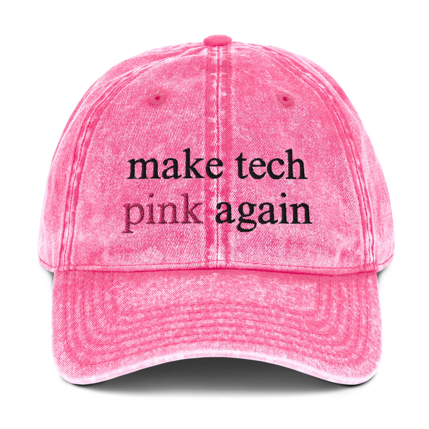 'Make Tech Pink Again' Denim Hat in Pink